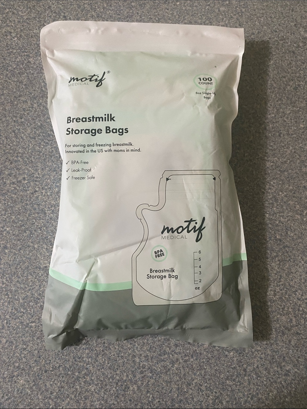 Motif Medical- Breastmilk Storage Bags - 100 Count BPA-Free Freezer Safe